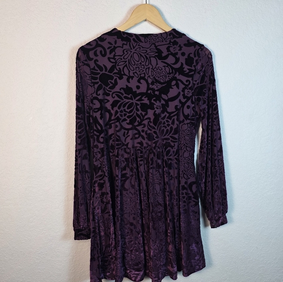 Free People All Night Long Velvet BurnoutDress Whimsigoth Boho Purple S NWOT - Picture 7 of 12
